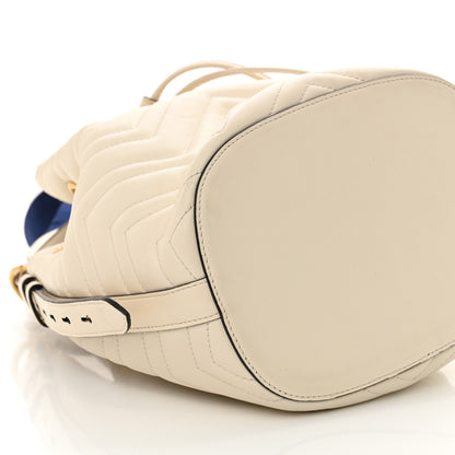 Gucci Calfskin Matelasse Sylvie Web GG Marmont Bucket Bag White 9 of 13