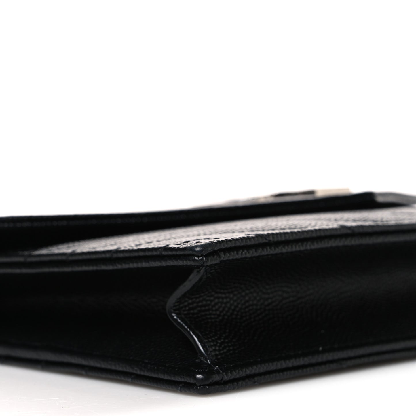 Grain De Poudre Matelasse Chevron Monogram Envelope Chain Wallet Black