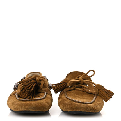 Miu Miu Suede Tassel Loafers 39 Olive Green 3 of 12