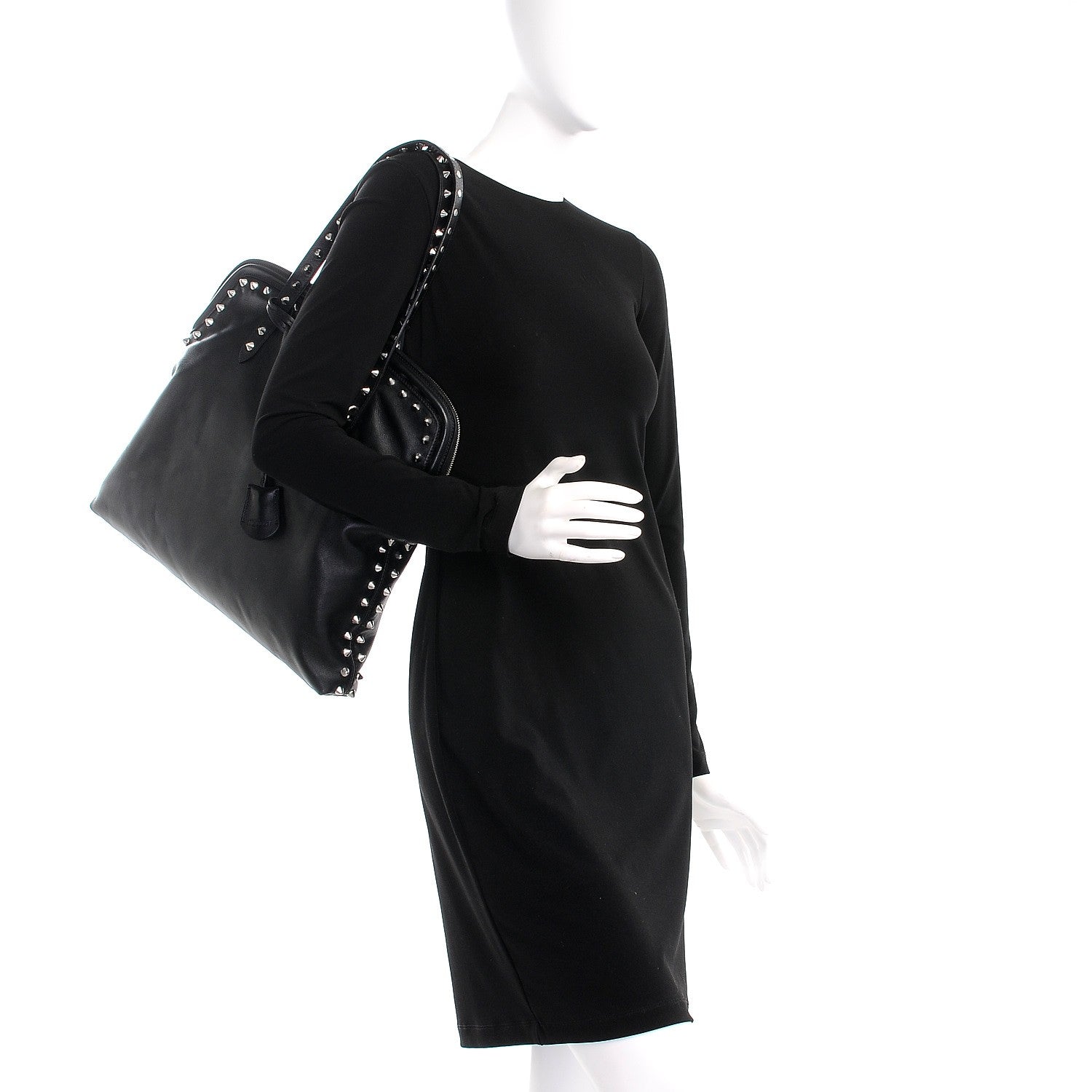 Alexander McQueen Lambskin Studded Padlock Tote Black 2 of 7
