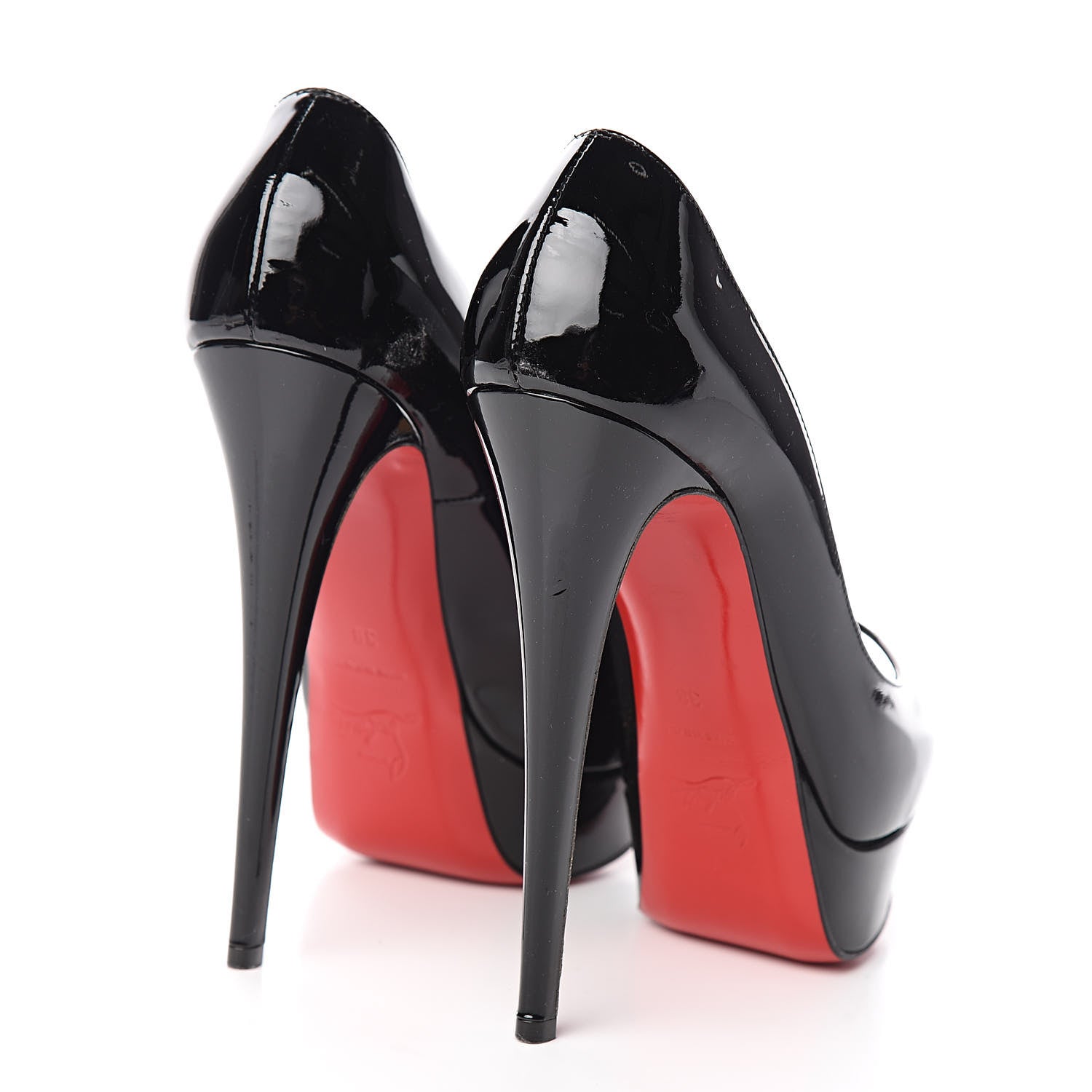 Christian Louboutin Patent Lady Peep 150 Pumps 38 Black 4 of 11