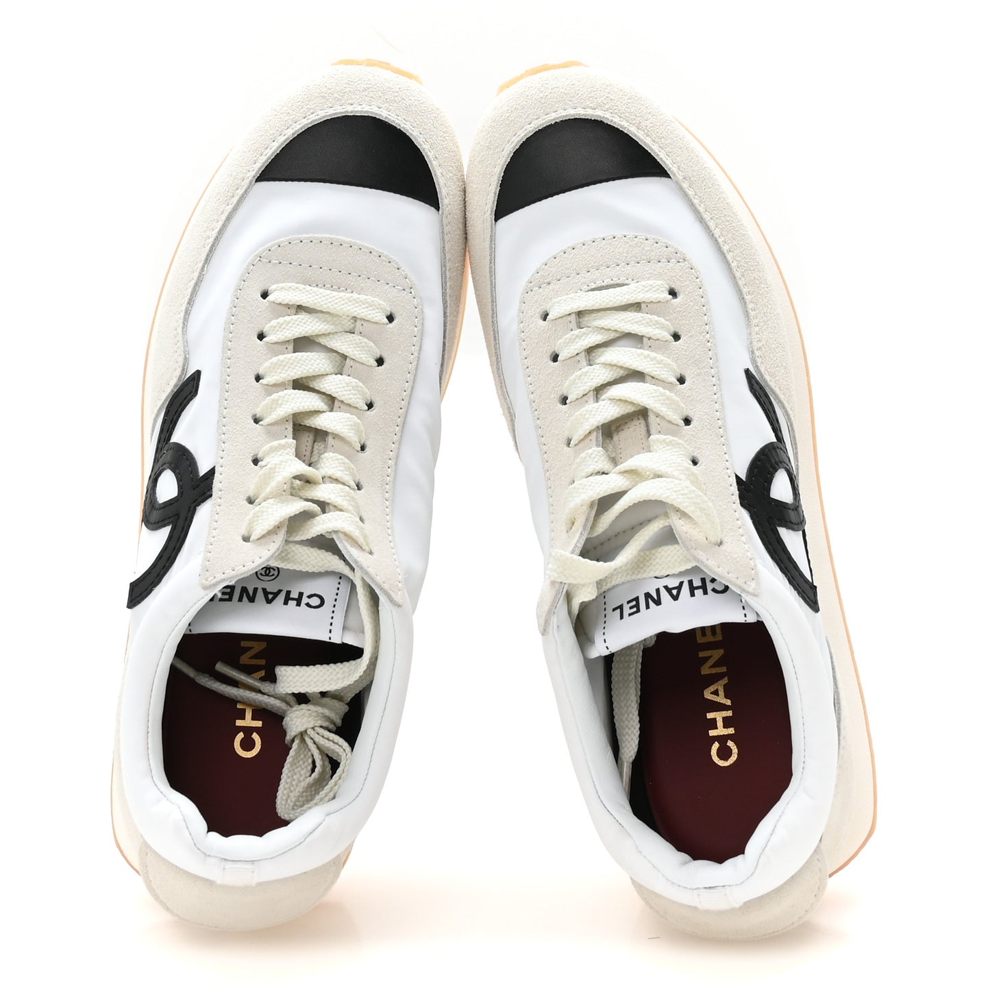 Fabric Calfskin Suede CC Sneakers 39 Ivory Black