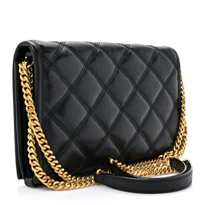 Saint Laurent Lambskin Diamond Quilted Becky Chain Wallet Black 3 of 13