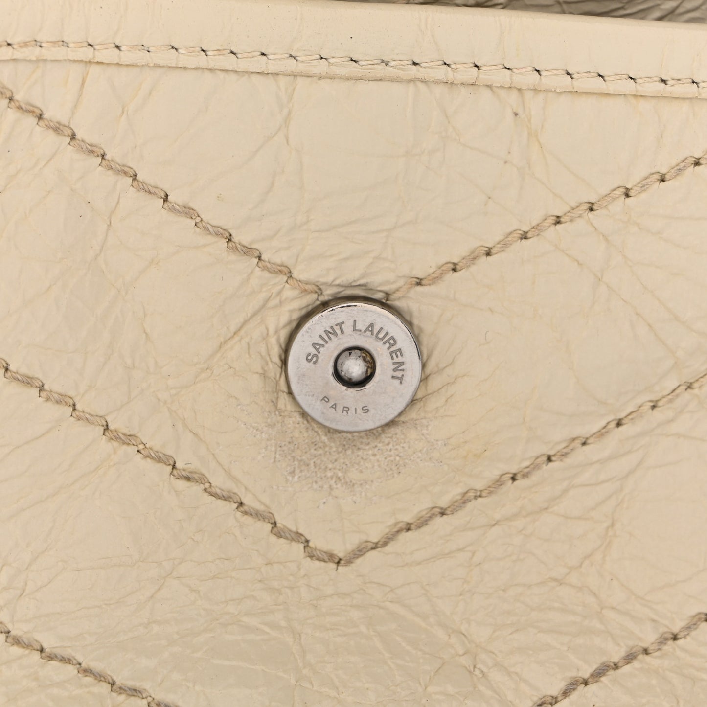 Crinkled Calfskin Matelasse Monogram Baby Niki Chain Satchel White