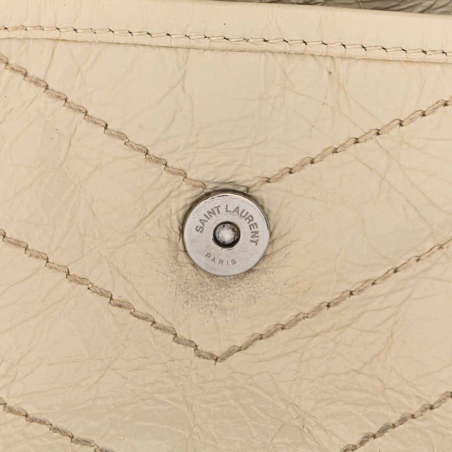 Saint Laurent Crinkled Calfskin Matelasse Monogram Baby Niki Chain Satchel White 13 of 16