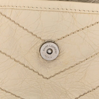 Saint Laurent Crinkled Calfskin Matelasse Monogram Baby Niki Chain Satchel White 13 of 16