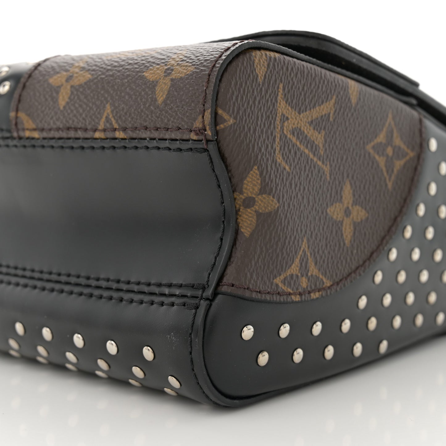 Calfskin Monogram Twist Studded Shoulder Bag MM Black