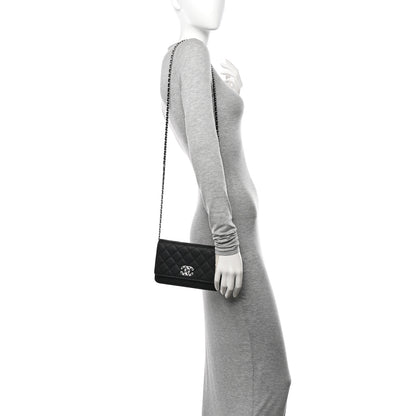 Chanel Caviar Quilted Chanel 19 Wallet On Chain WOC Black White 2 of 12