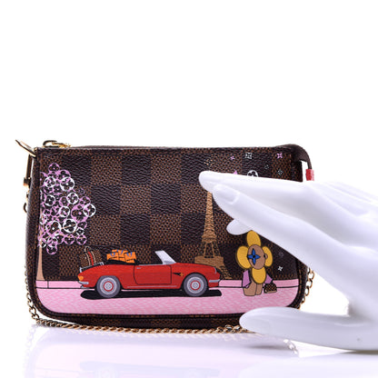 Louis Vuitton Damier Ebene 2019 Christmas Animation Mini Pochette Accessories Red 3 of 20