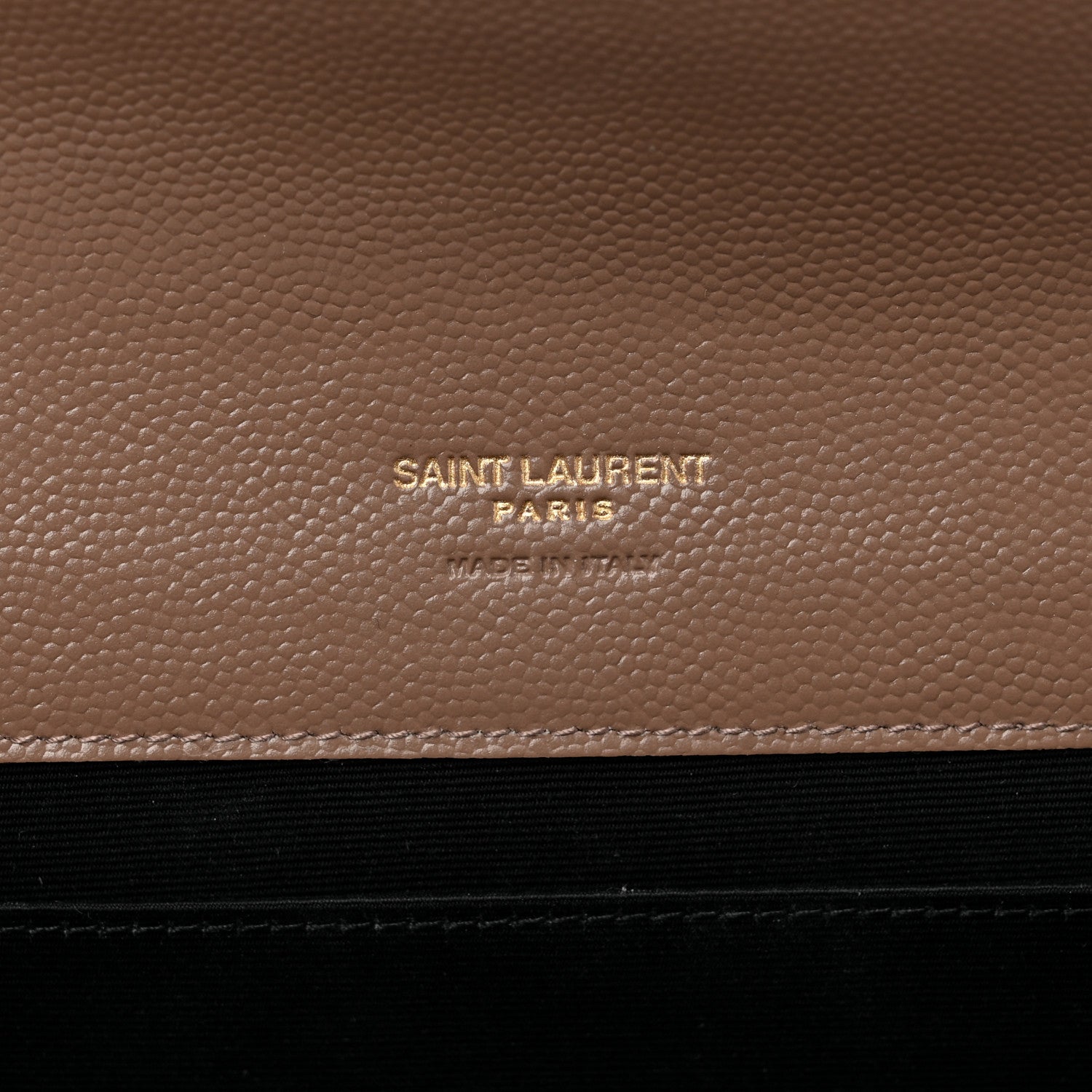 Saint Laurent Grain De Poudre Matelasse Chevron Monogram Envelope Clutch Dark Beige 6 of 8