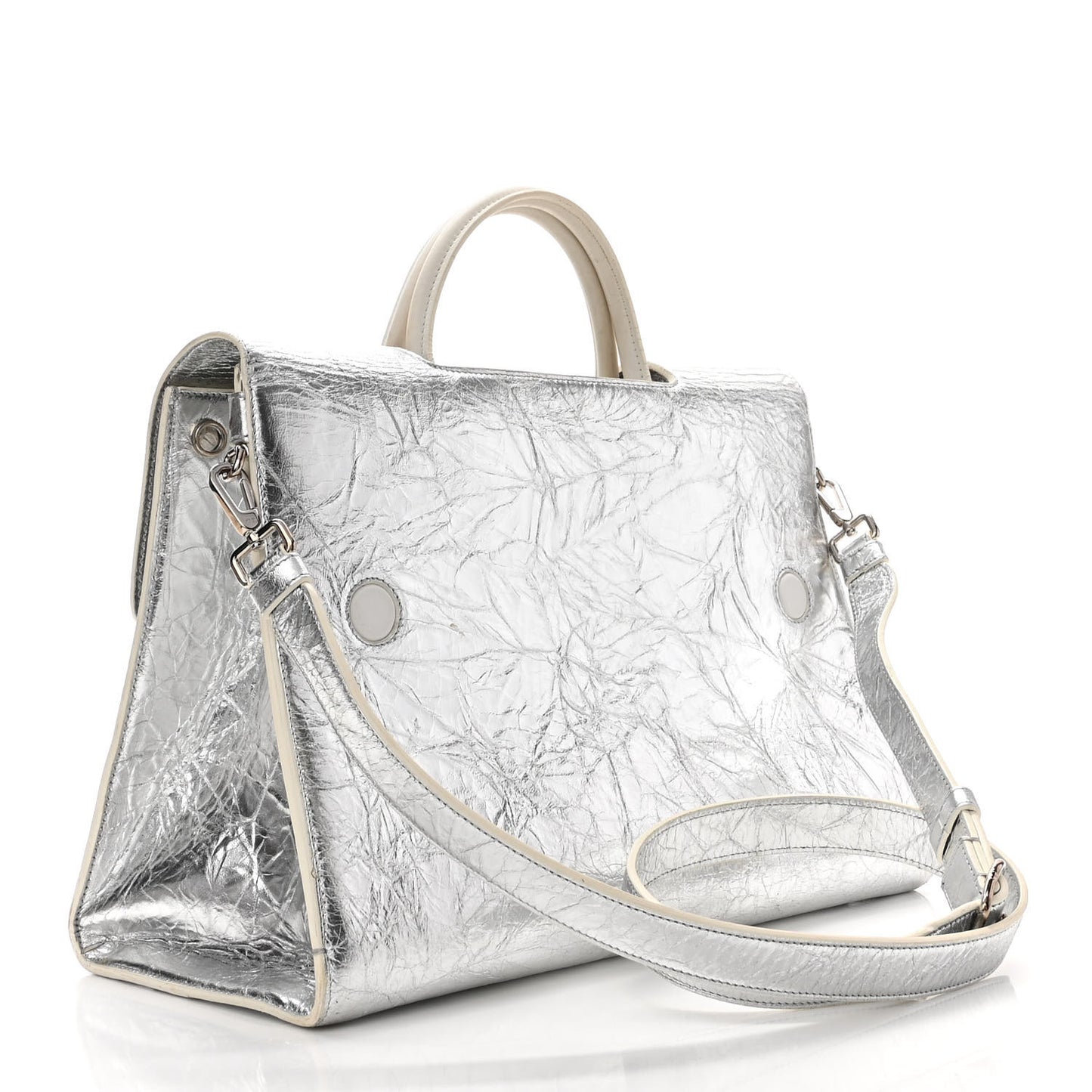 Metallic Calfskin Large Diorever Flap Silver
