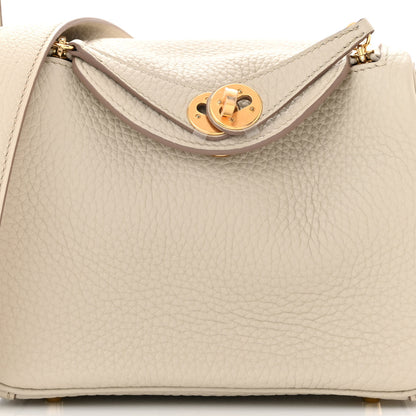 Hermes Taurillon Clemence Mini Lindy 20 Beton 8 of 11