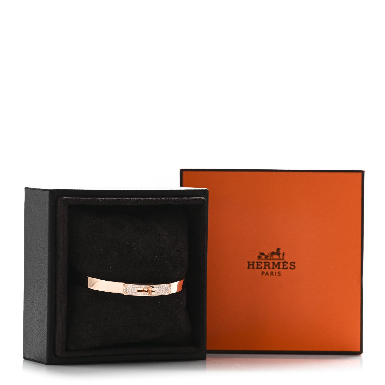 Hermes 18K Rose Gold Diamond PM Kelly Pave Bracelet SH 4 of 4