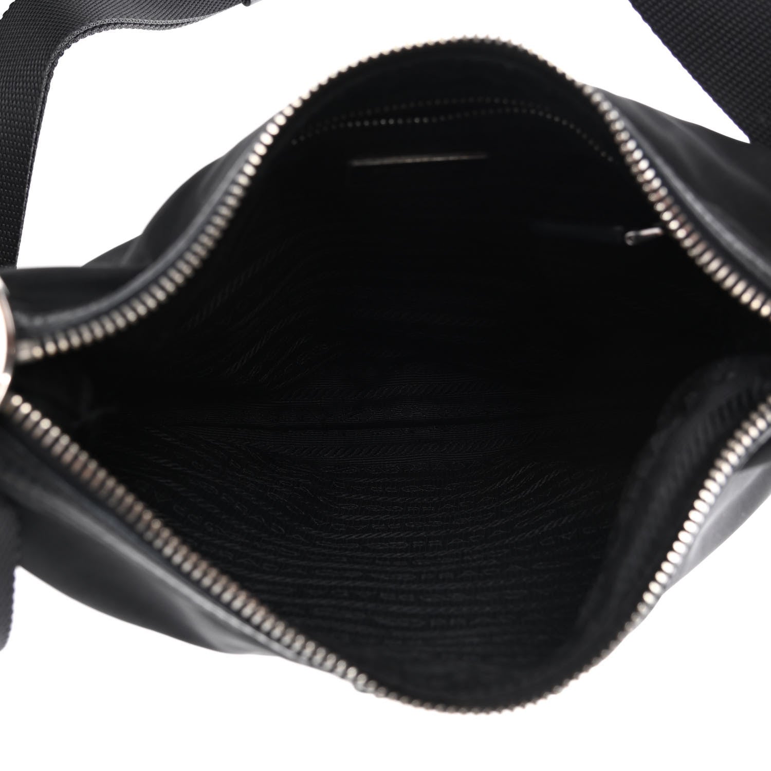 Prada Tessuto Nylon Calfskin Flat Messenger Bag Black 5 of 9