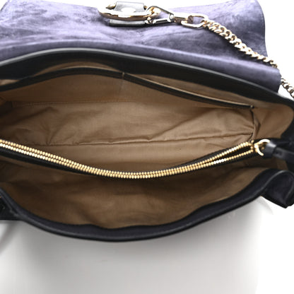 Chloe Smooth Calfskin Little Horses Embroidered Medium Faye Day Shoulder Bag Full Blue 5 of 9