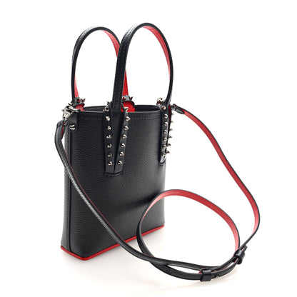 Christian Louboutin Calfskin Spikes Mini North South Cabata Tote Black 3 of 9