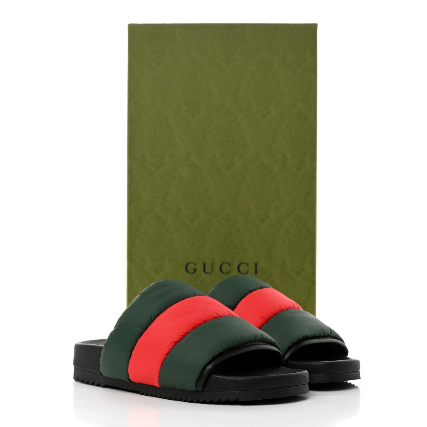 Gucci Nylon Web Womens Slide Sandals 35 Black Green Red 8 of 8