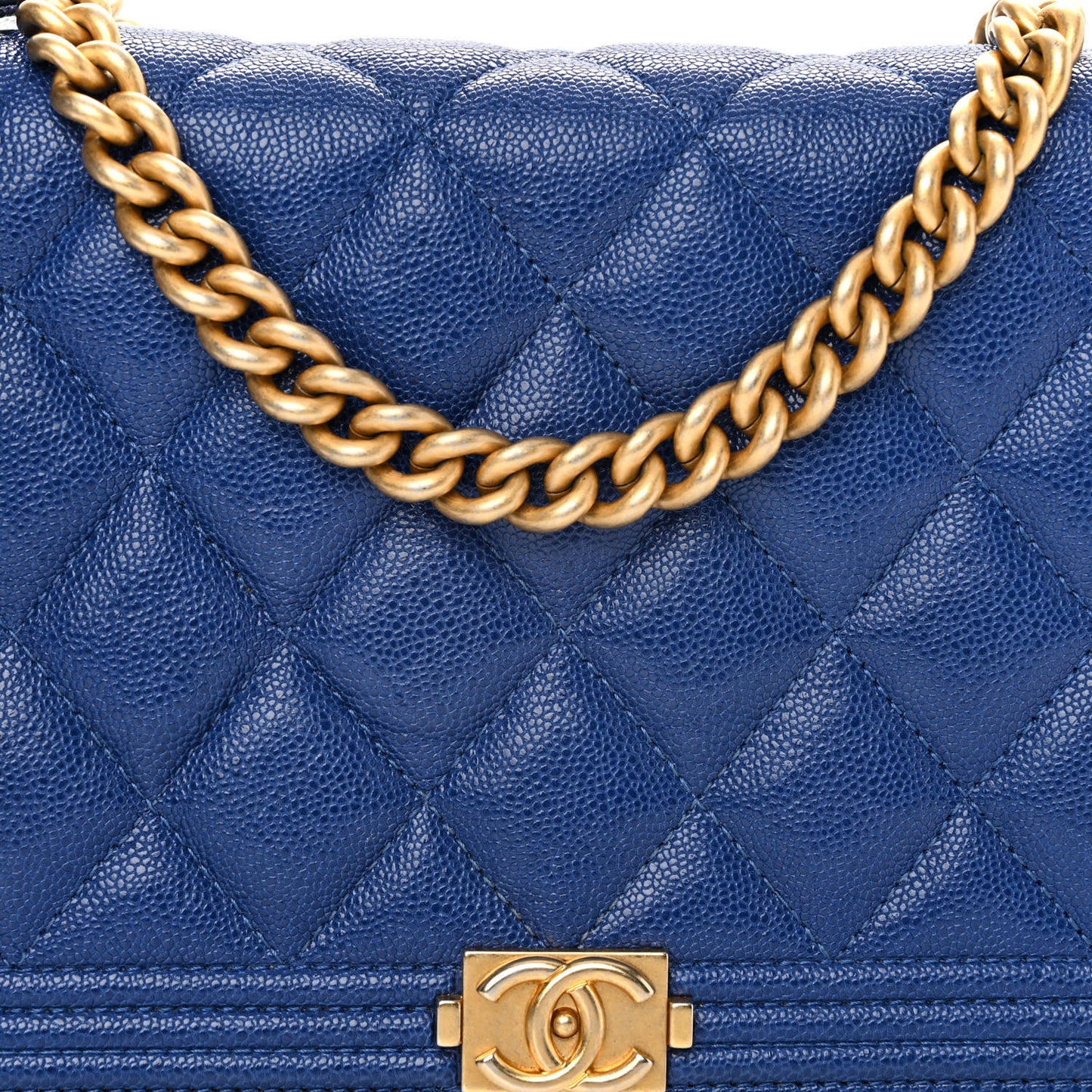 Caviar Quilted Boy Wallet On Chain WOC Blue
