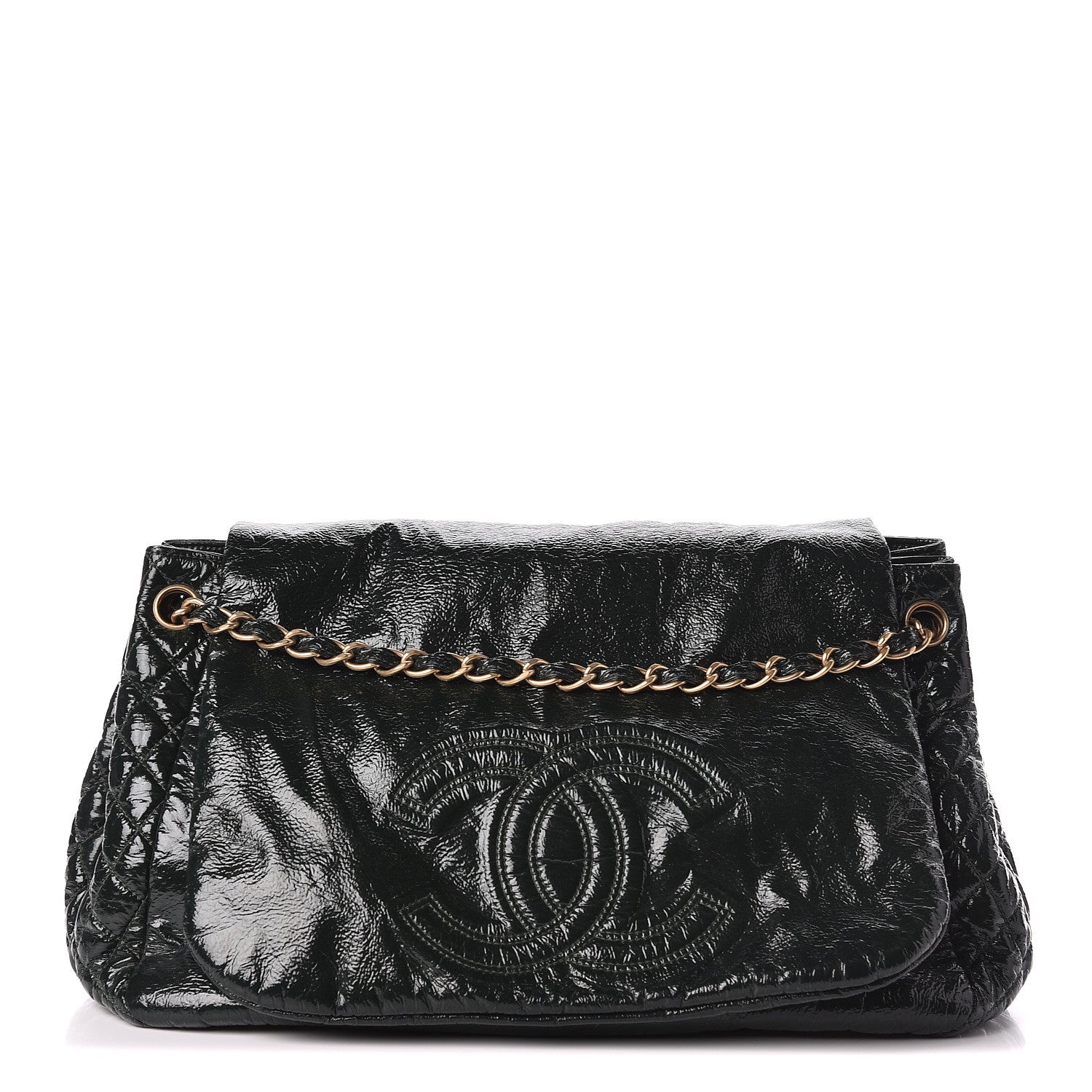 Chanel Vinyl Rock and Chain XL Flap Dark Green 1 of 13