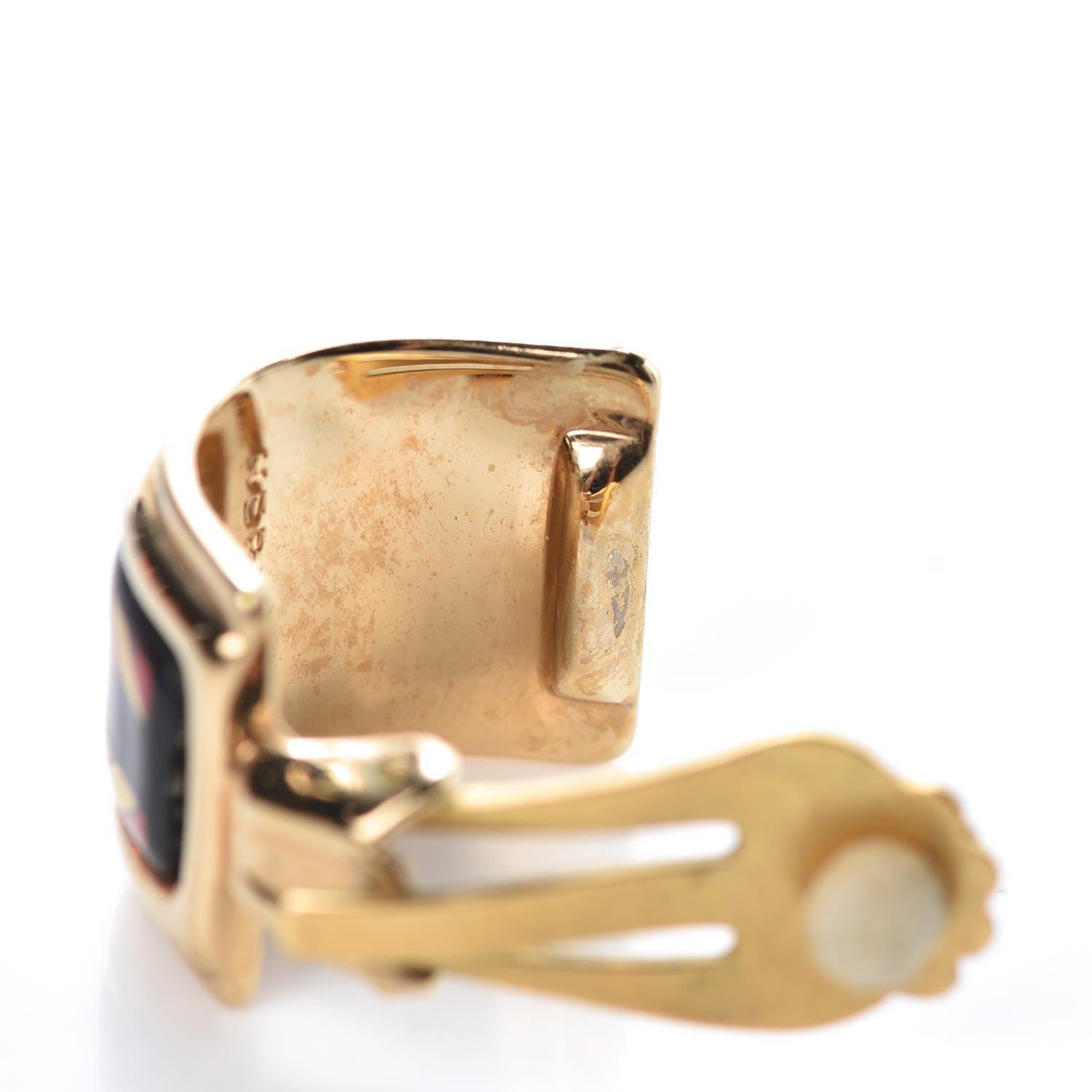 Hermes Enamel Clip On Earrings Gold 7 of 9