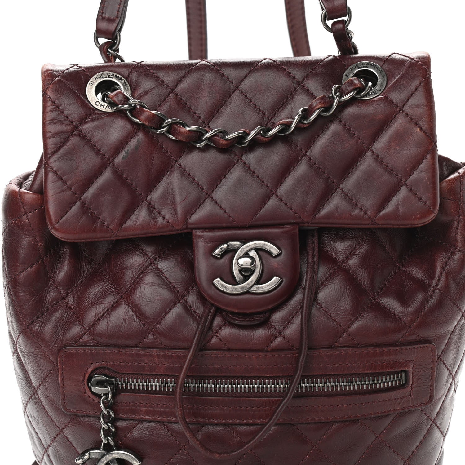 Chanel Glazed Calfskin Quilted Small Salzburg Backpack Burgundy 8 of 10