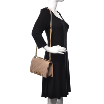 Chanel Caviar Quilted Medium Boy Flap Dark Beige 2 of 9
