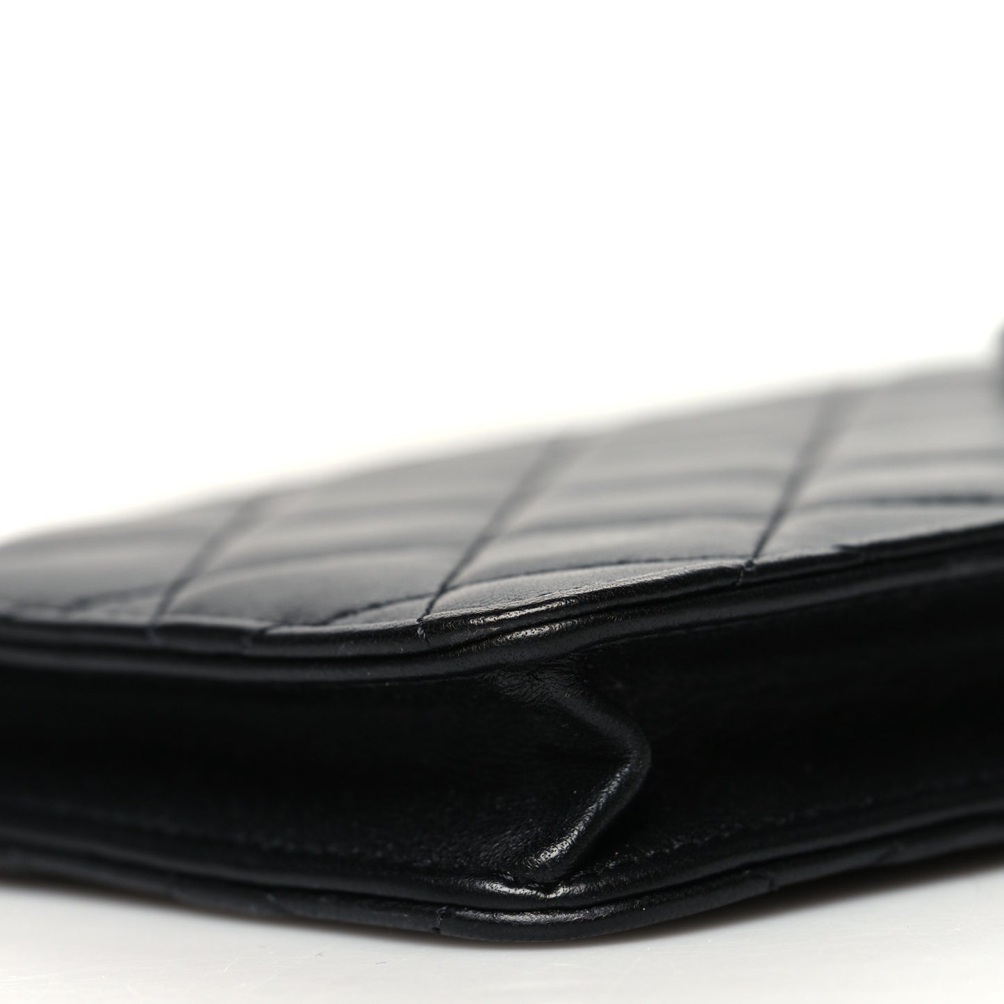 Lambskin Quilted CC Phone Holder Black