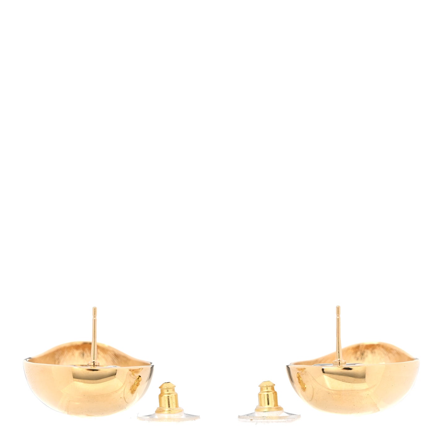 Metal Resin CC Oval Drop Earrings Gold Black