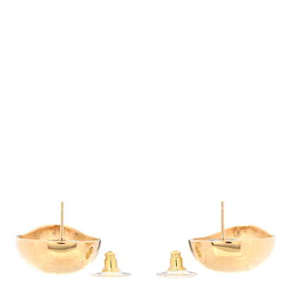 Chanel Metal Resin CC Oval Drop Earrings Gold Black 3 of 5