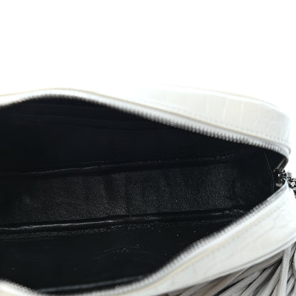 Saint Laurent Calfskin Crocodile Embossed Monogram Mini Lou Camera Bag Crema Soft 5 of 9