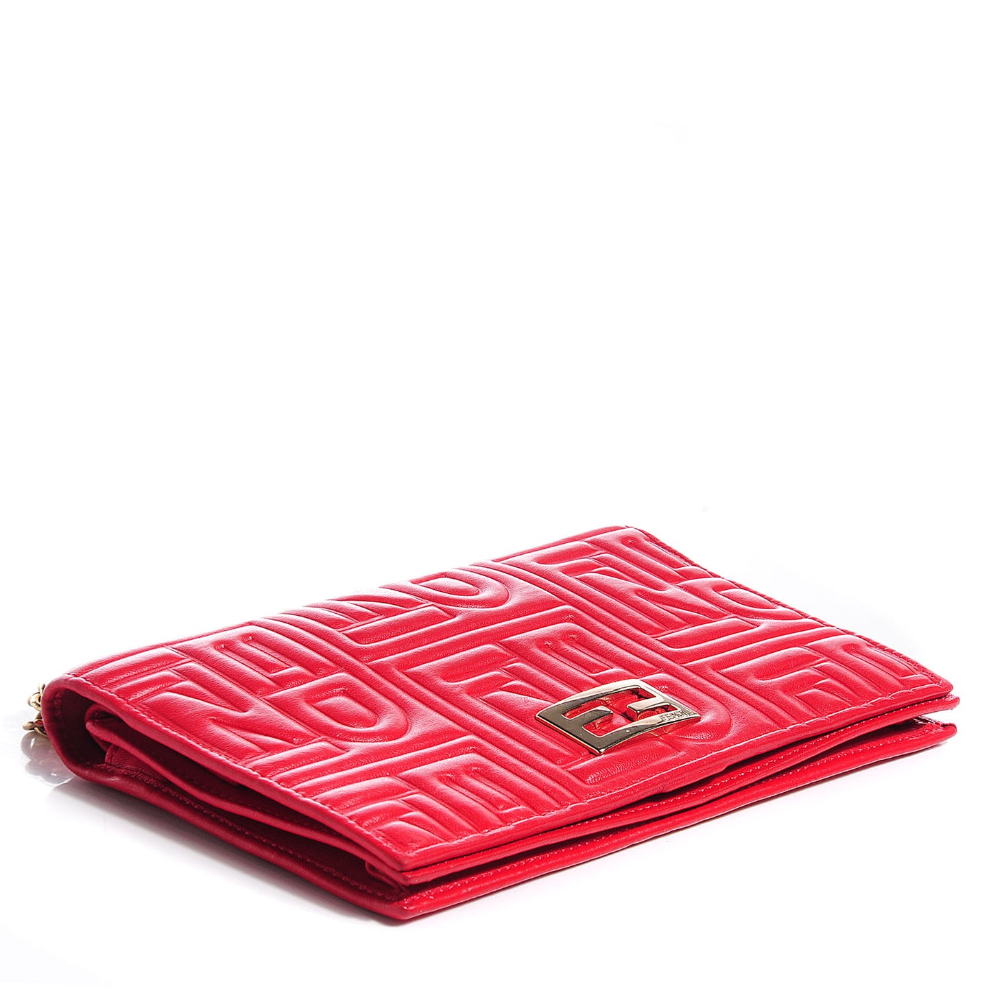Nappa Logo Embossed Long Wallet on Chain Rosso