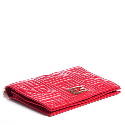 Fendi Nappa Logo Embossed Long Wallet on Chain Rosso 4 of 9