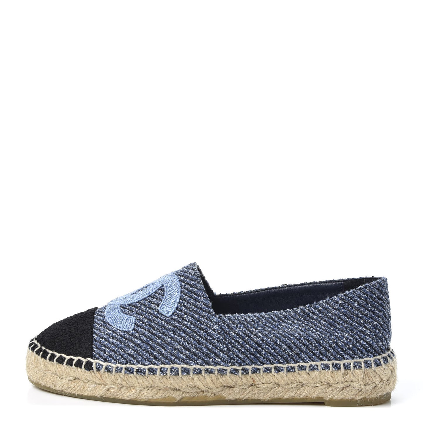 Cotton Tweed CC Espadrilles 36 Blue Ecru Black