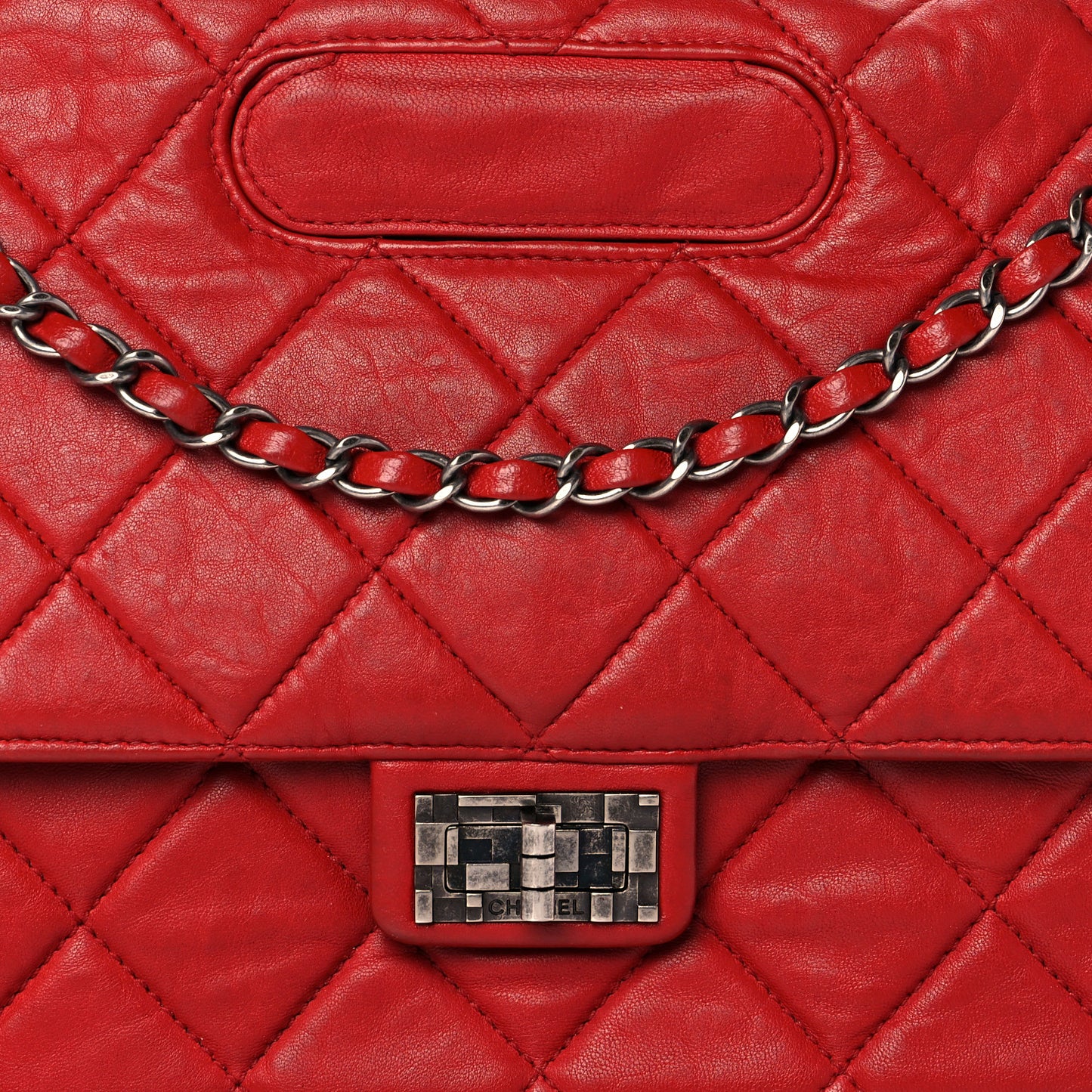 Washed Lambskin Jumbo Take Away Flap Red