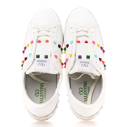 Valentino Garavani Vegan Leather Womens Rockstud Open for a Change Sneakers 41 White Multicolor 2 of 9