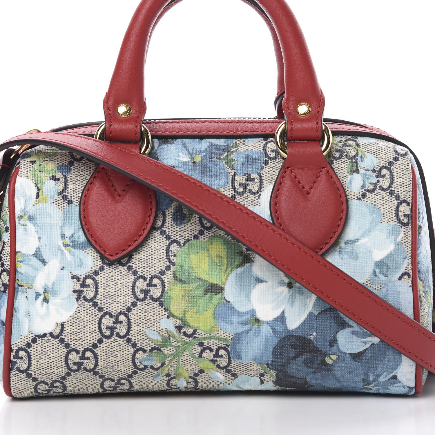 Gucci GG Supreme Monogram Blooms Mini Boston Navy Blue Hibiscus 9 of 13