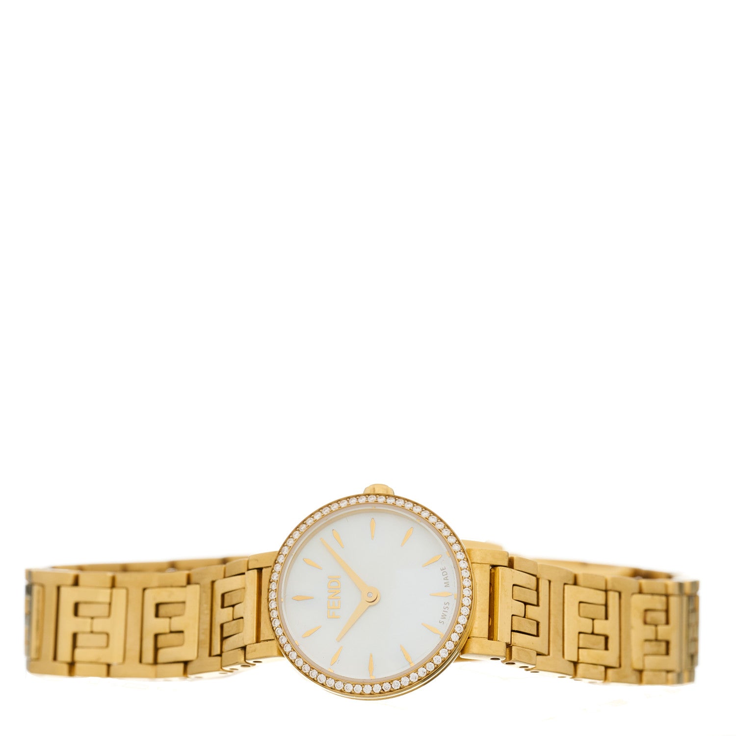 Fendi Stainless Steel Diamond Bezel Mother of Pearl 19mm Fendi Forever Quartz Watch 2 of 4