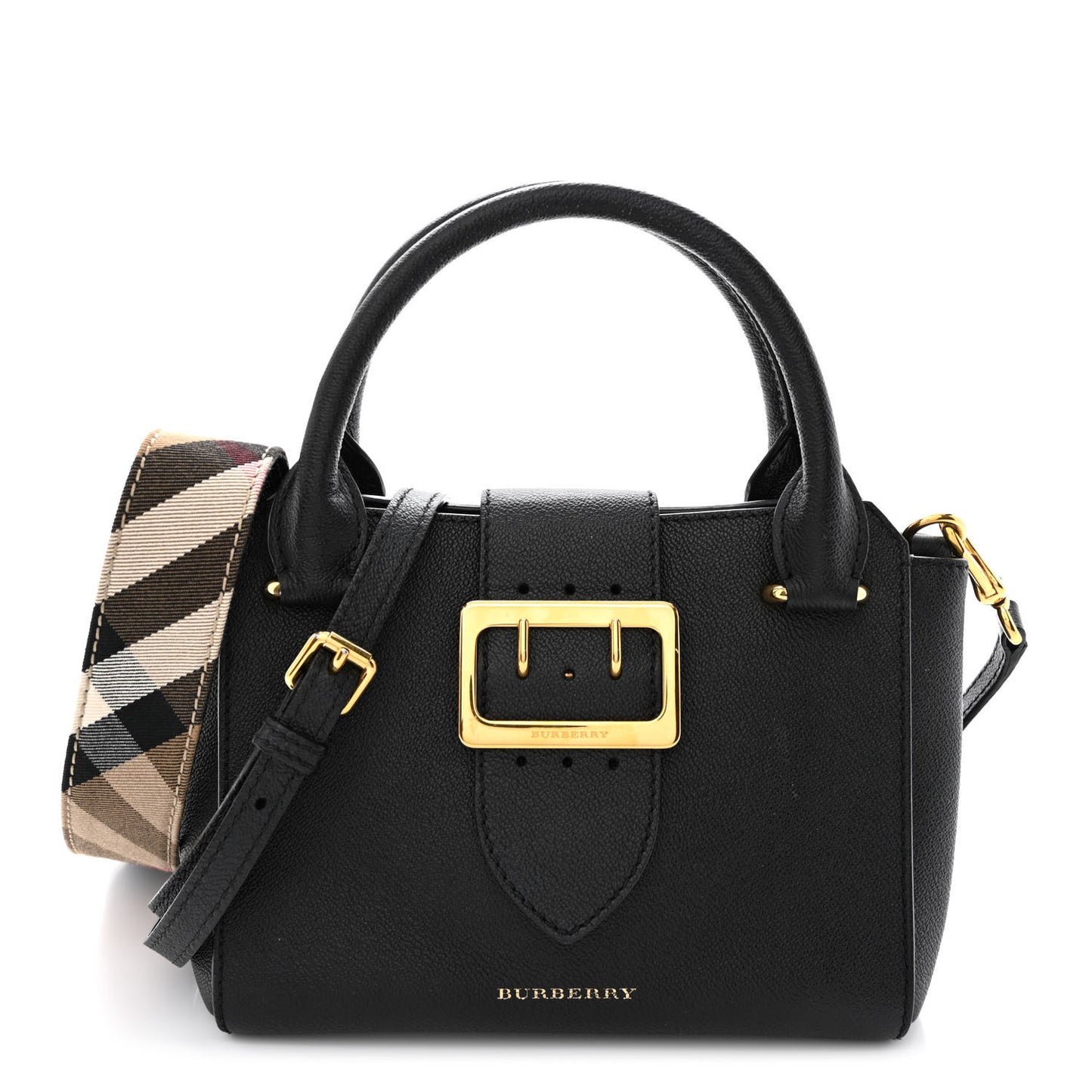 Soft Grain Calfskin Small Buckle Tote Black