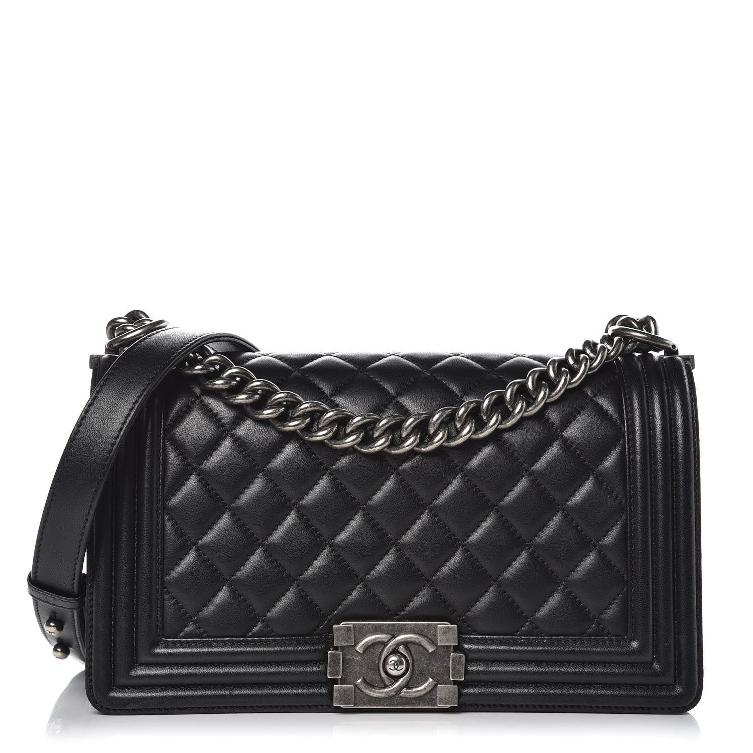 Chanel Lambskin Quilted Medium Boy Flap Black 1 of 15