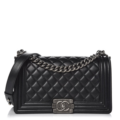 Chanel Lambskin Quilted Medium Boy Flap Black 1 of 15