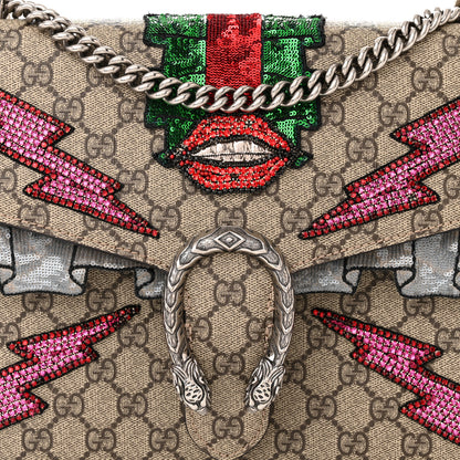 Gucci GG Supreme Monogram Lightning Embroidered Medium Dionysus Shoulder Bag Beige 9 of 12