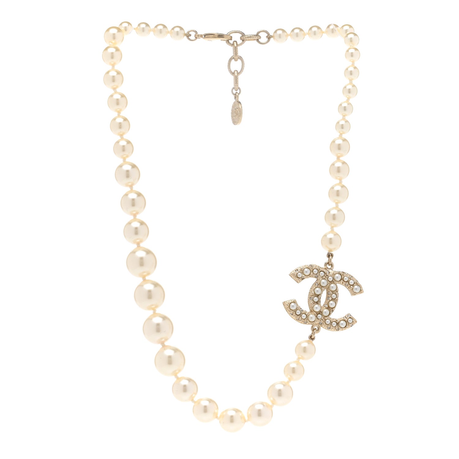 Chanel Pearl CC 100th Anniversary Necklace Light Gold 3 of 6