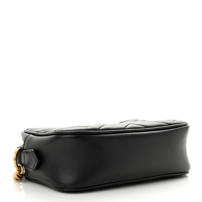 Gucci Calfskin Matelasse Mini GG Marmont Chain Shoulder Bag Black 4 of 12