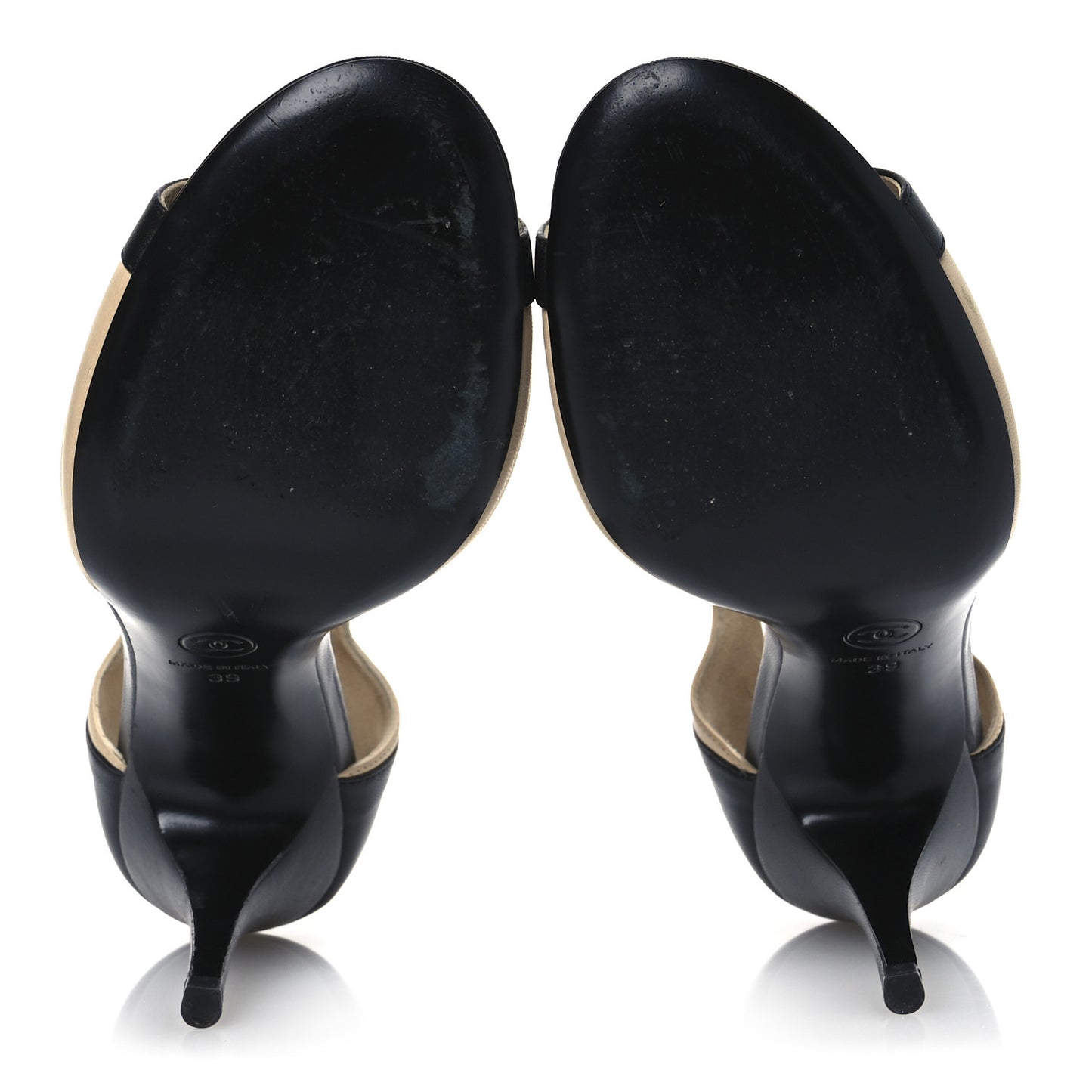 Lambskin Peep Toe Sandals 39 Beige Black