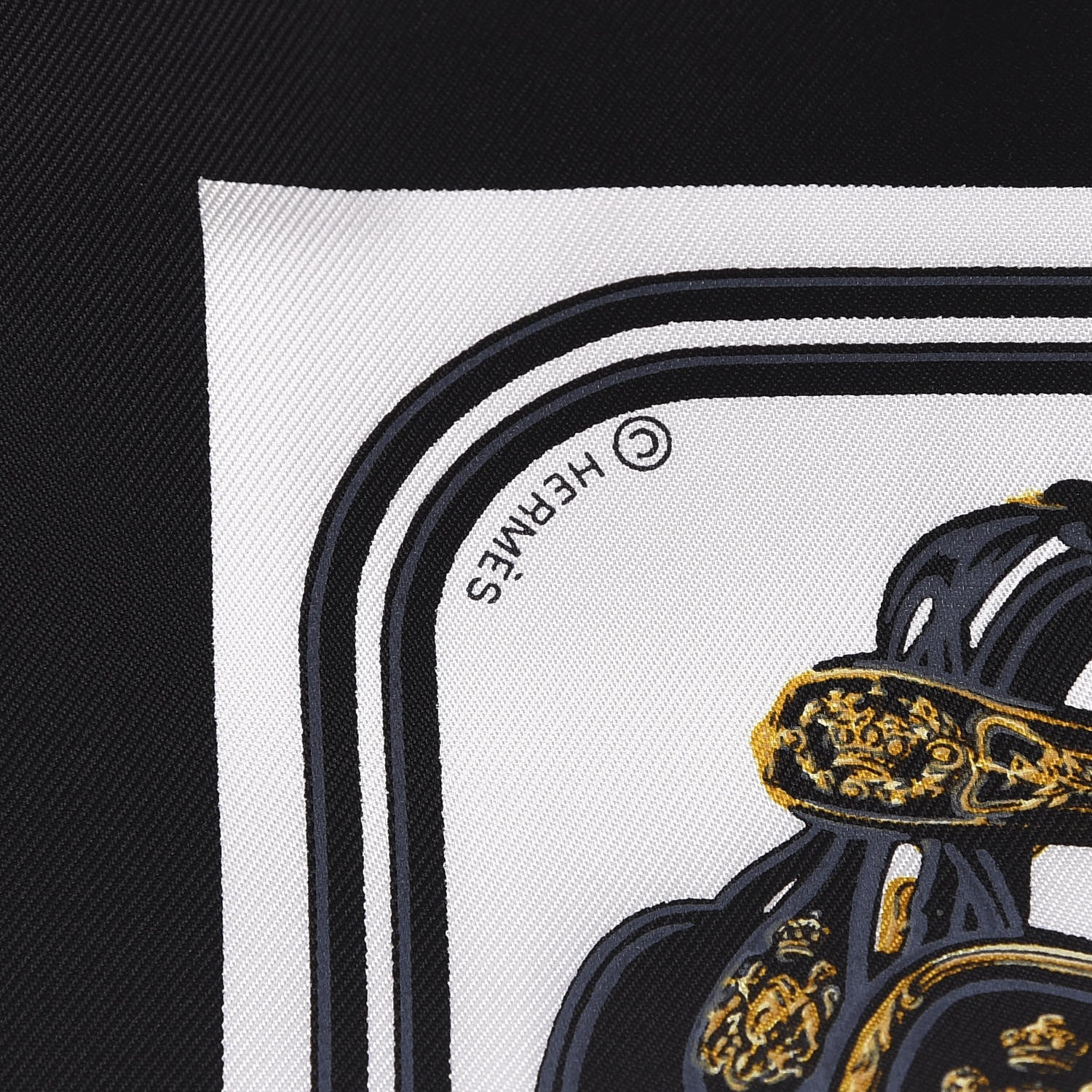 Hermes Silk Brides de Gala Nano Scarf 20 Black White Or 3 of 4