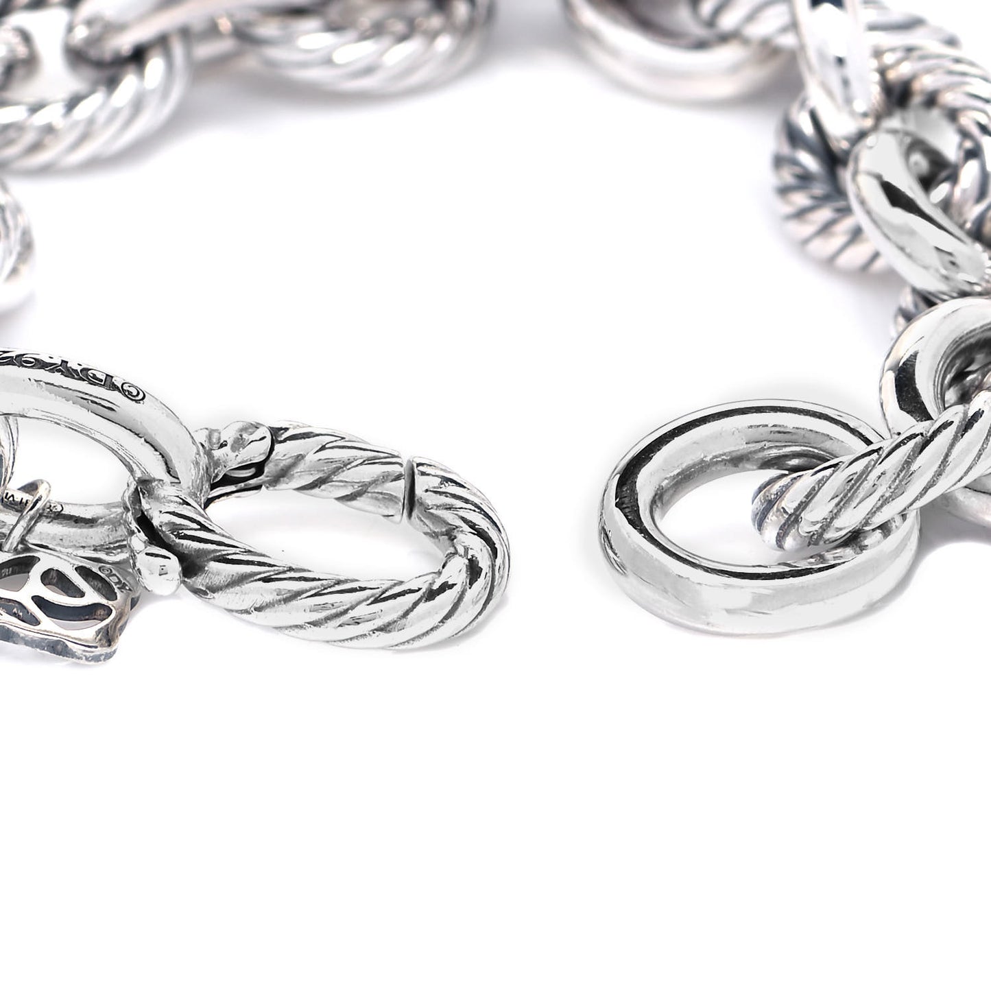 Sterling Silver Diamond 15mm Large Oval Link Bracelet
