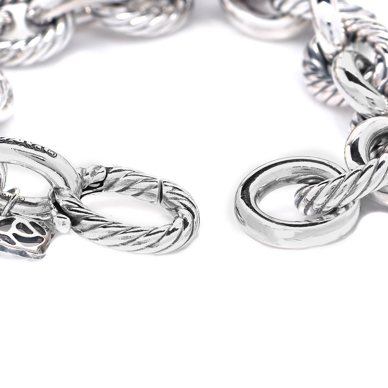 David Yurman Sterling Silver Diamond 15mm Large Oval Link Bracelet 4 of 5