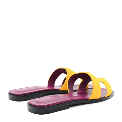 Hermes Suede Goatskin Oran Sandals 36 Jaune Topaze 5 of 10