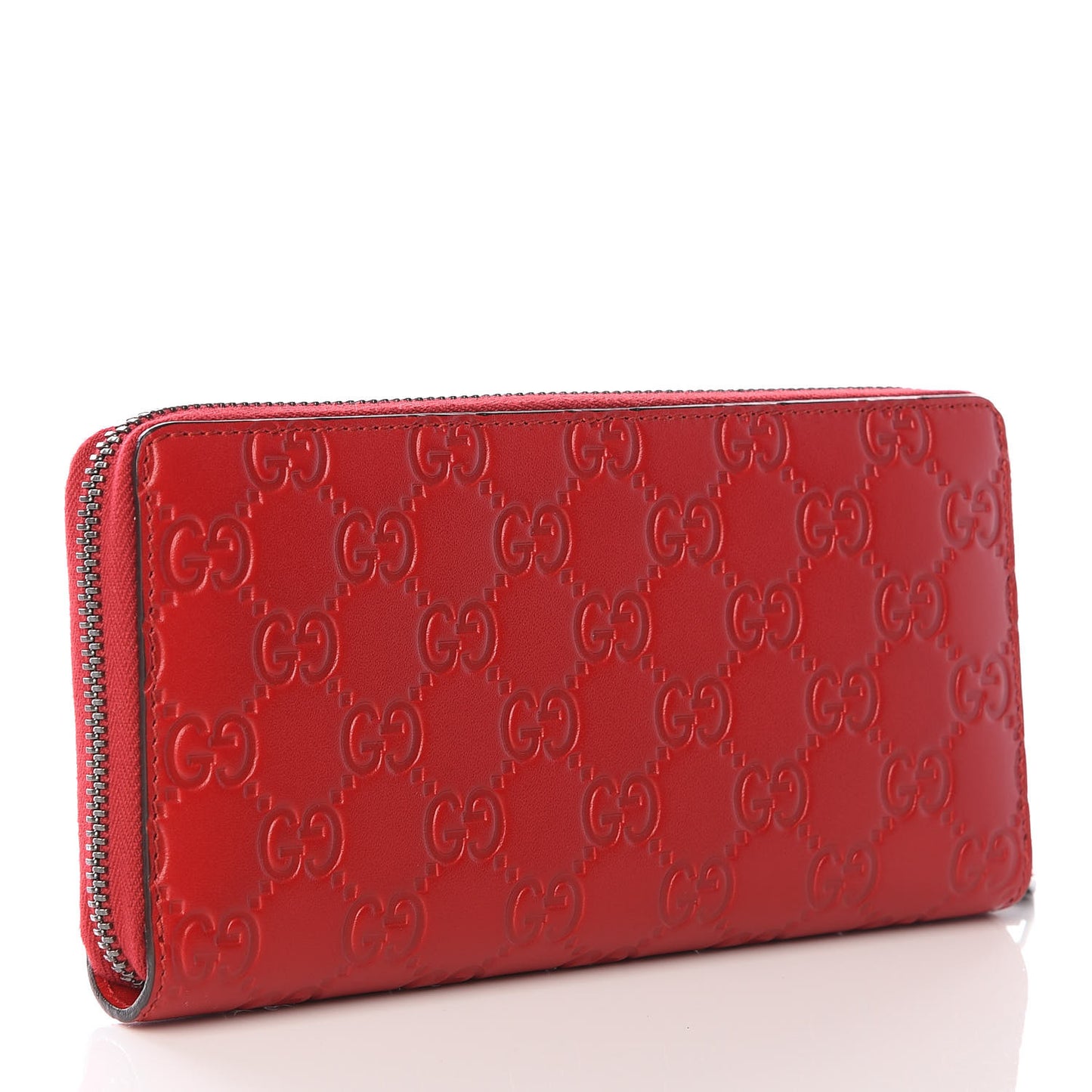 Guccissima Signature Zip Around Wallet Hibiscus Red