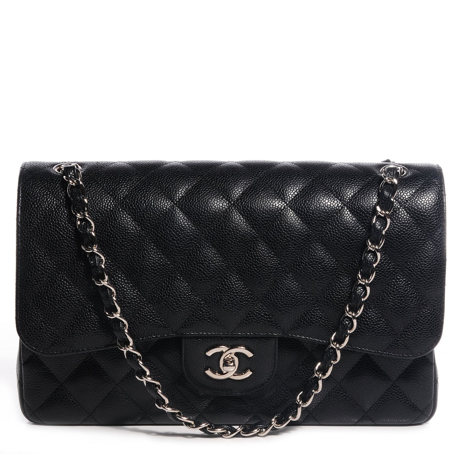 Caviar Quilted Jumbo Double Flap Black